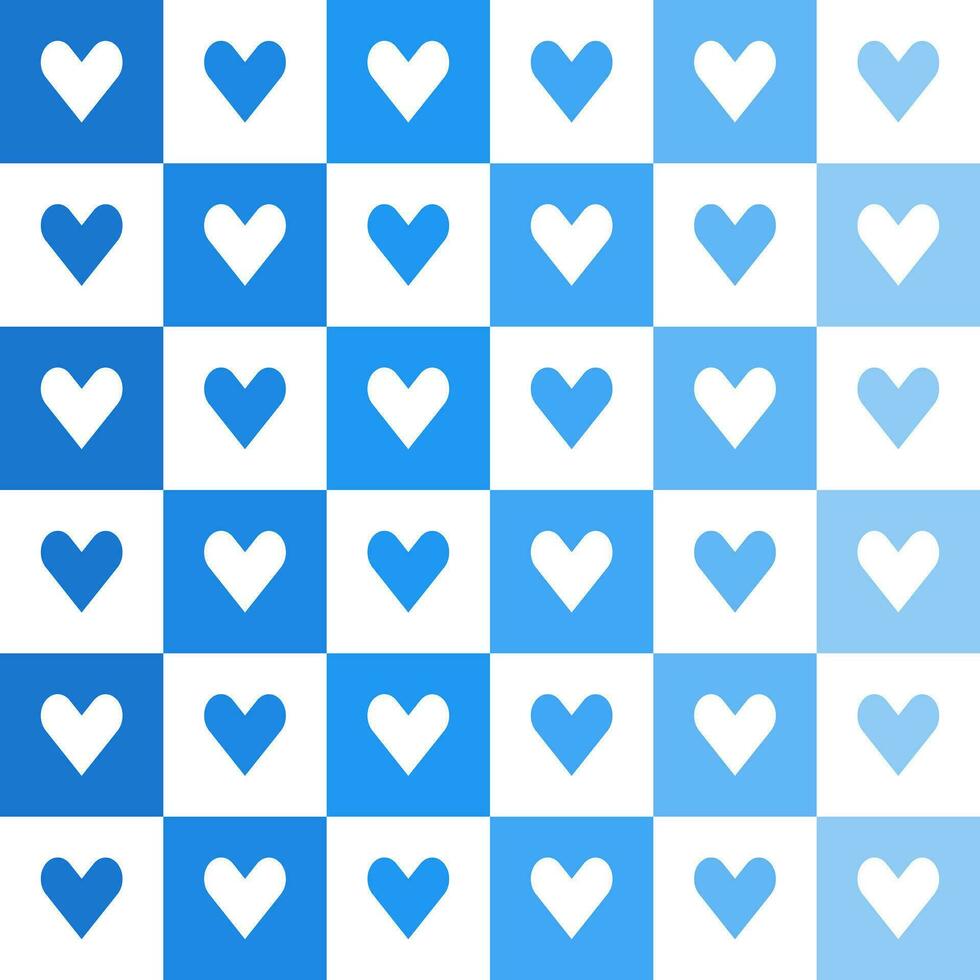 Blue heart pattern. Heart vector pattern. Heart pattern.  Seamless geometric pattern for clothing, wrapping paper, backdrop, background, gift card, decorating.