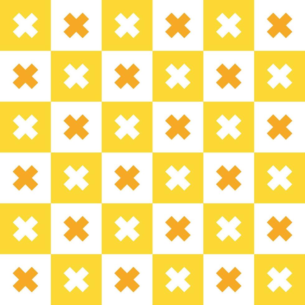 Yellow cross pattern. Cross vector pattern. Cross pattern.  Seamless geometric pattern for clothing, wrapping paper, backdrop, background, gift card, decorating.