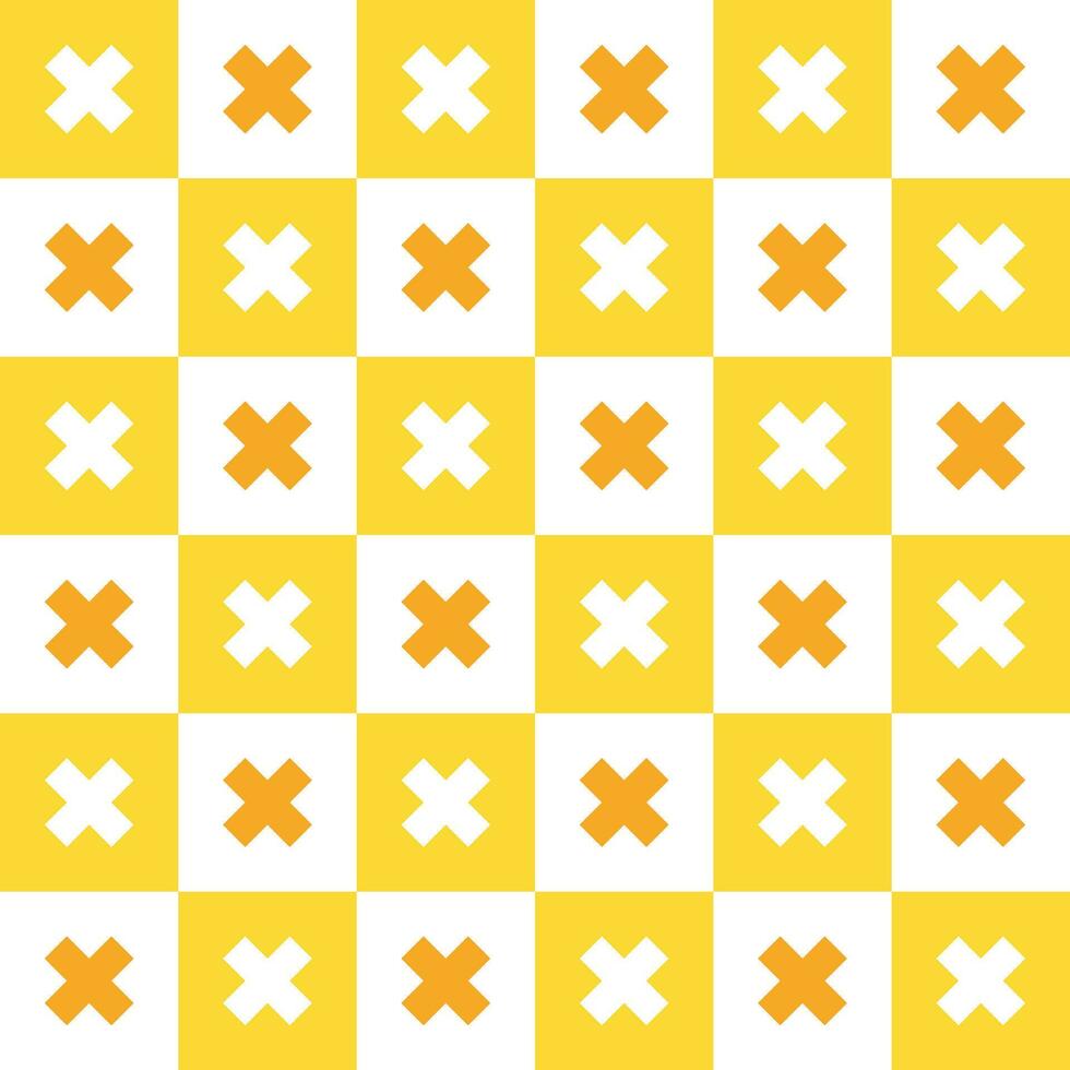 Yellow cross pattern. Cross vector pattern. Cross pattern.  Seamless geometric pattern for clothing, wrapping paper, backdrop, background, gift card, decorating.