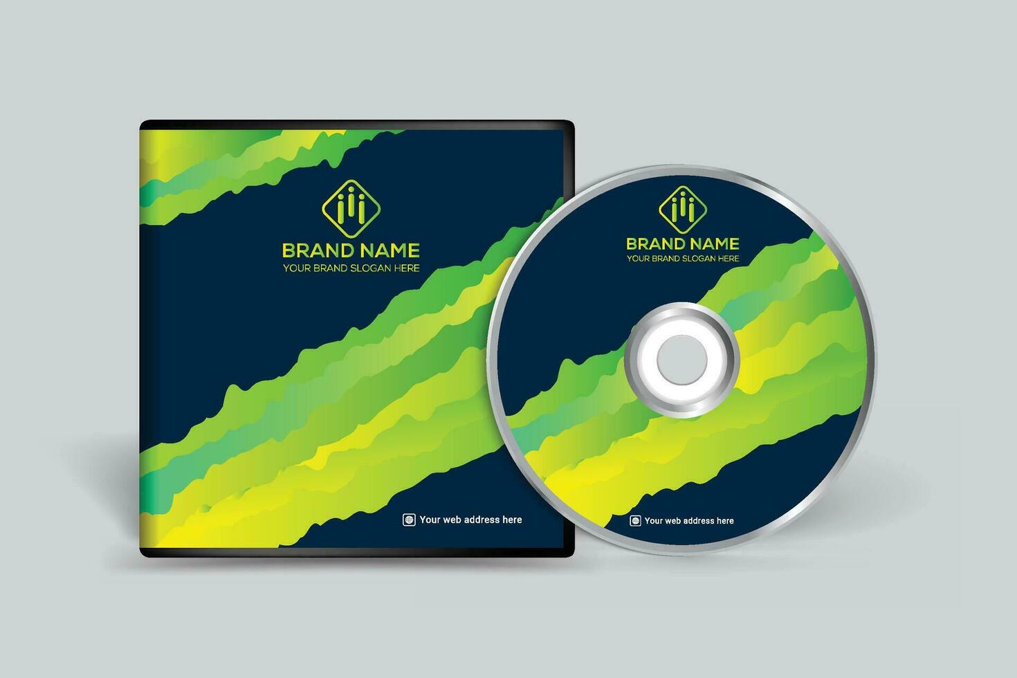 Clean and green color CD cover template vector