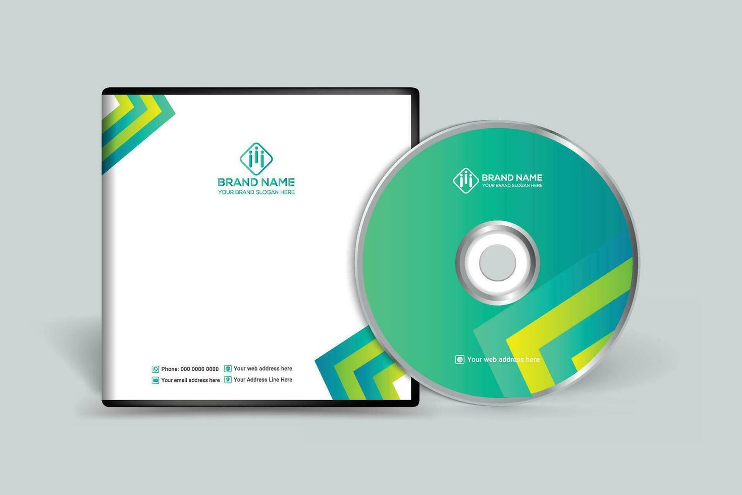 Clean and green color CD cover template vector