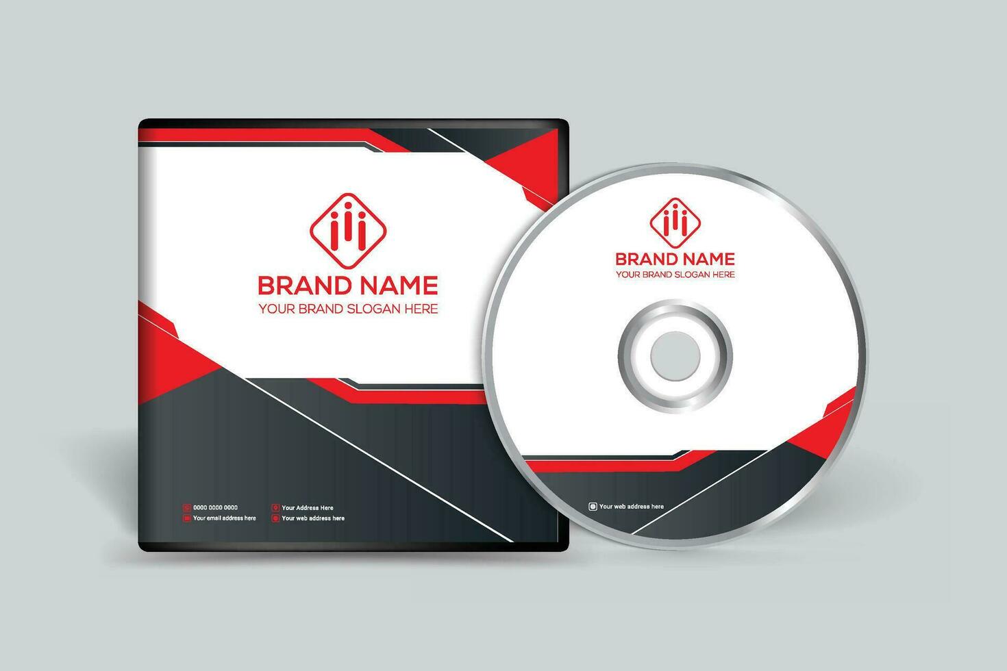 Red and black color CD cover design vector