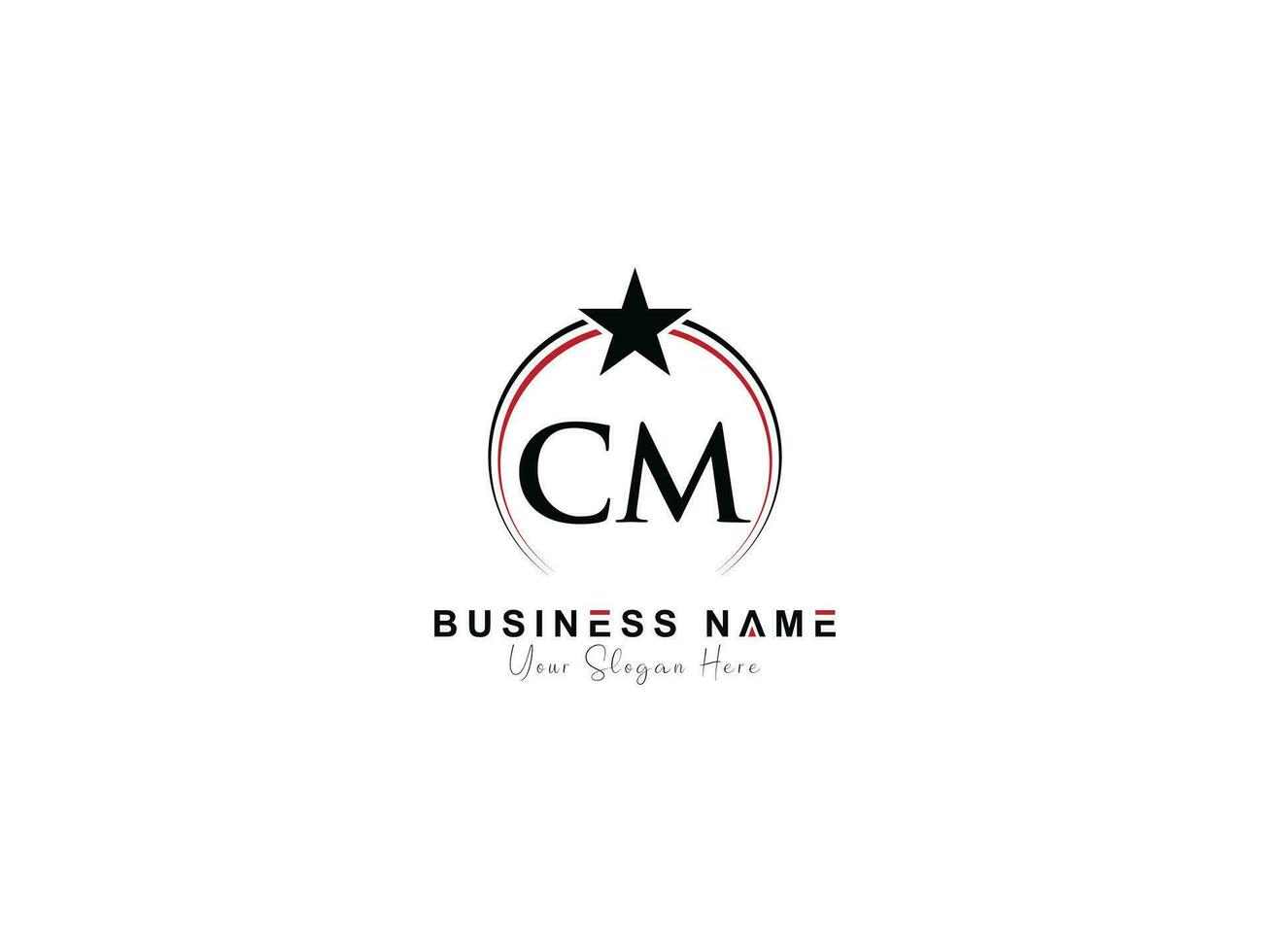 Minimal Star Cm Logo Icon, Creative Circle Luxury CM Letter Logo Image Design vector