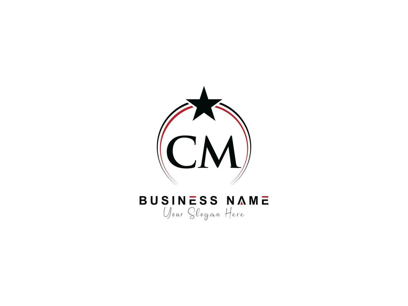 mínimo estrella cm logo icono, creativo circulo lujo cm letra logo imagen diseño vector