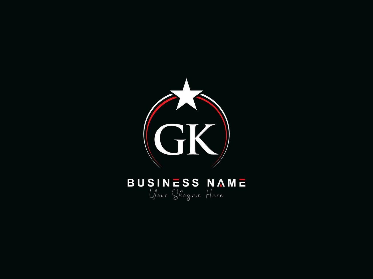 Minimal Letter Gk Logo Star, Premium Luxury GK Circle Logo Icon Vector