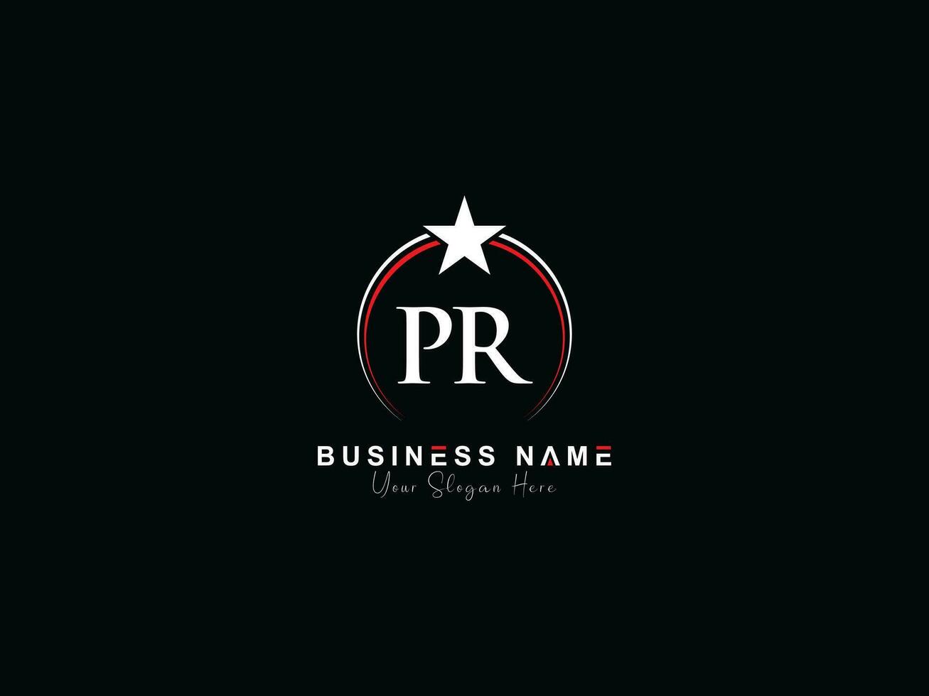 Minimalist Circle Pr Logo Icon, Creative PR Luxury Star Logo Letter vector