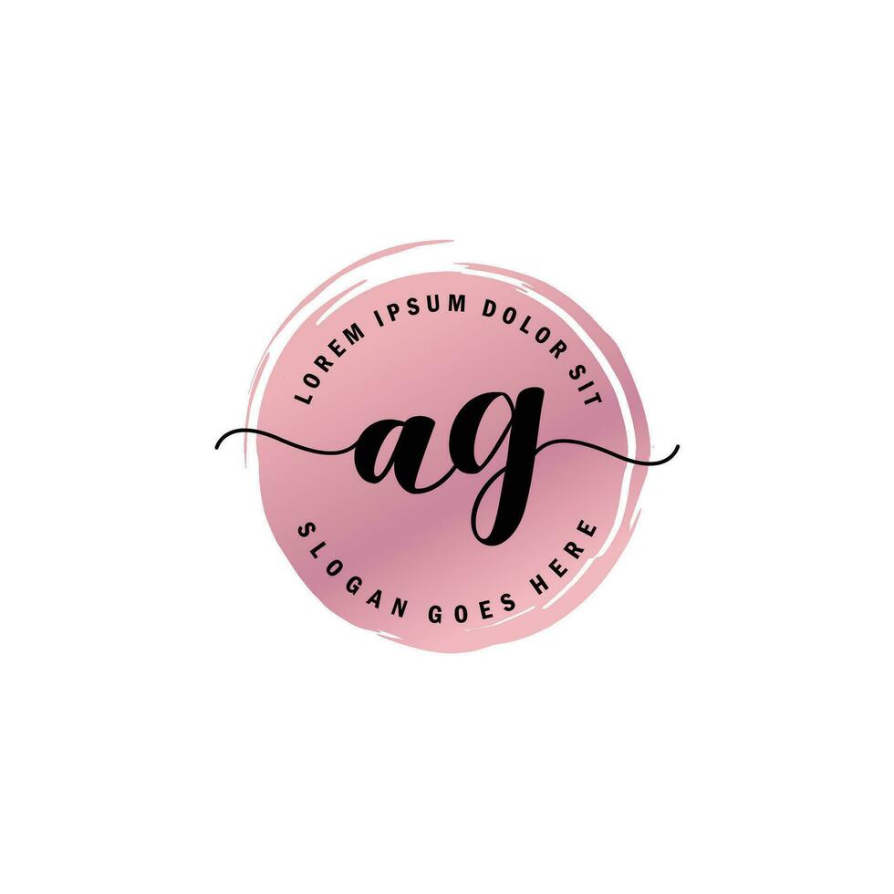 AG Initial Letter handwriting logo with circle brush template vector