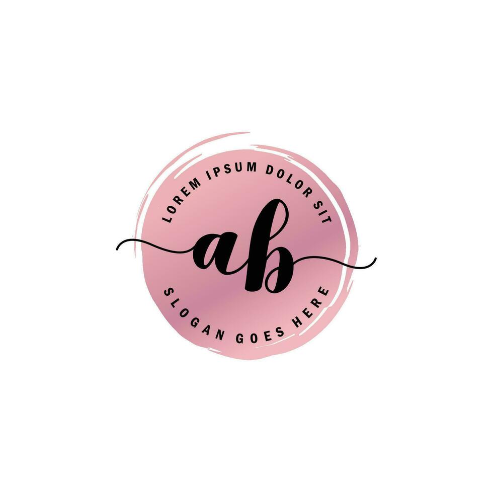 AB Initial Letter handwriting logo with circle brush template vector