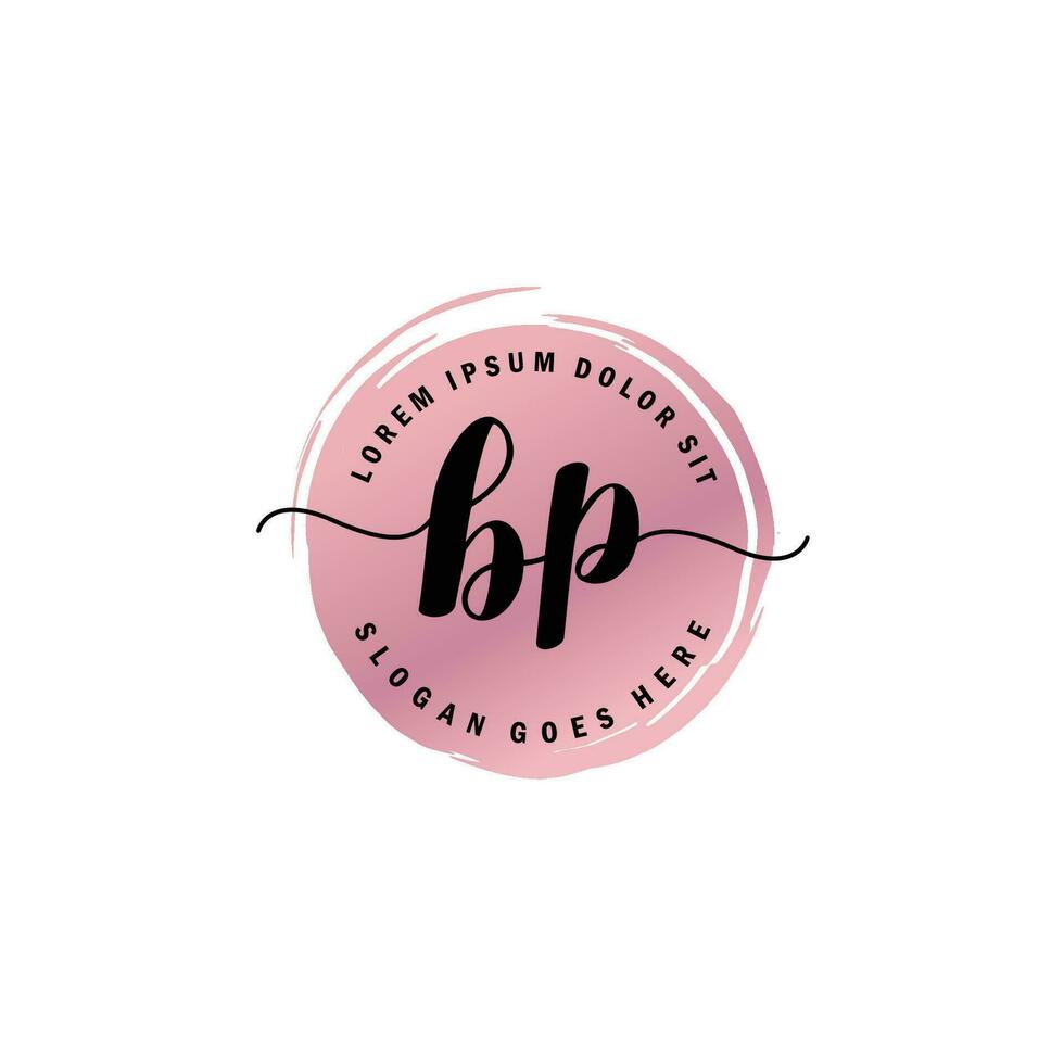 BP Initial Letter handwriting logo with circle brush template vector