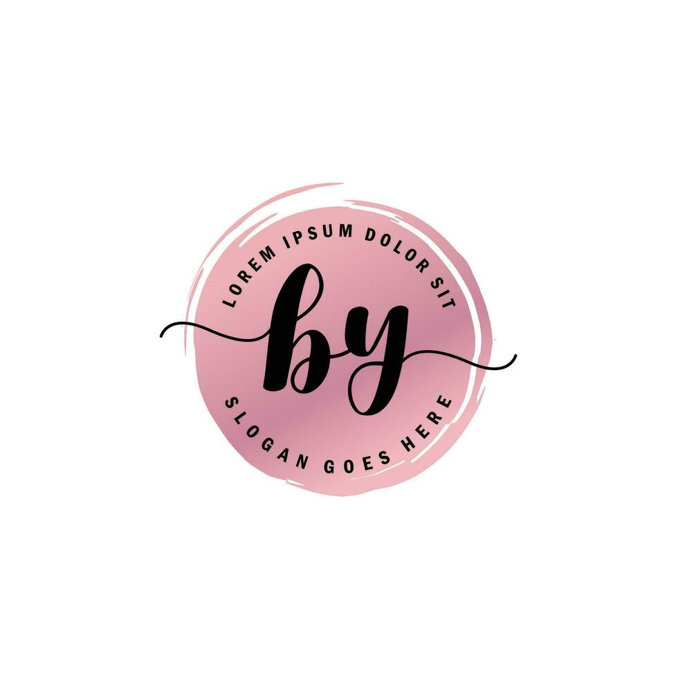 BY Initial Letter handwriting logo with circle brush template vector
