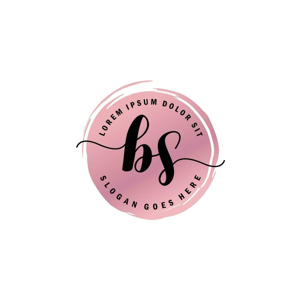 BS Initial Letter handwriting logo with circle brush template vector