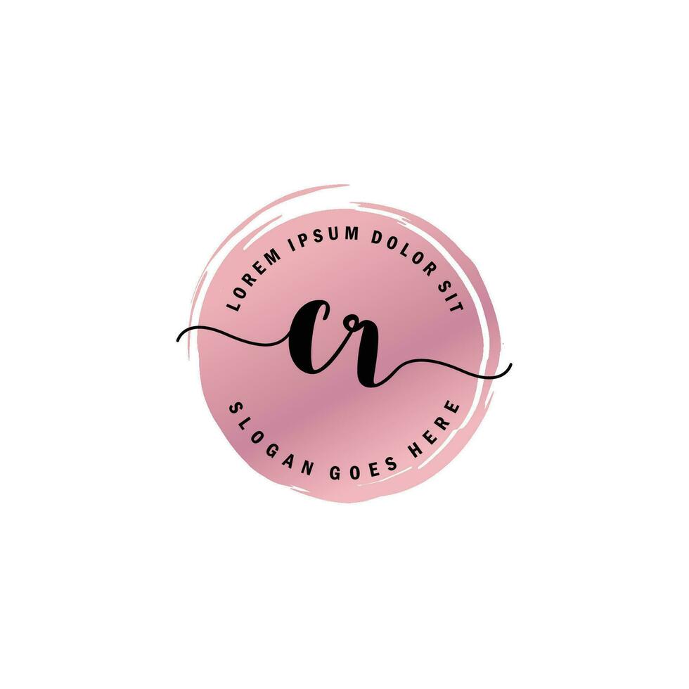 CR Initial Letter handwriting logo with circle brush template vector