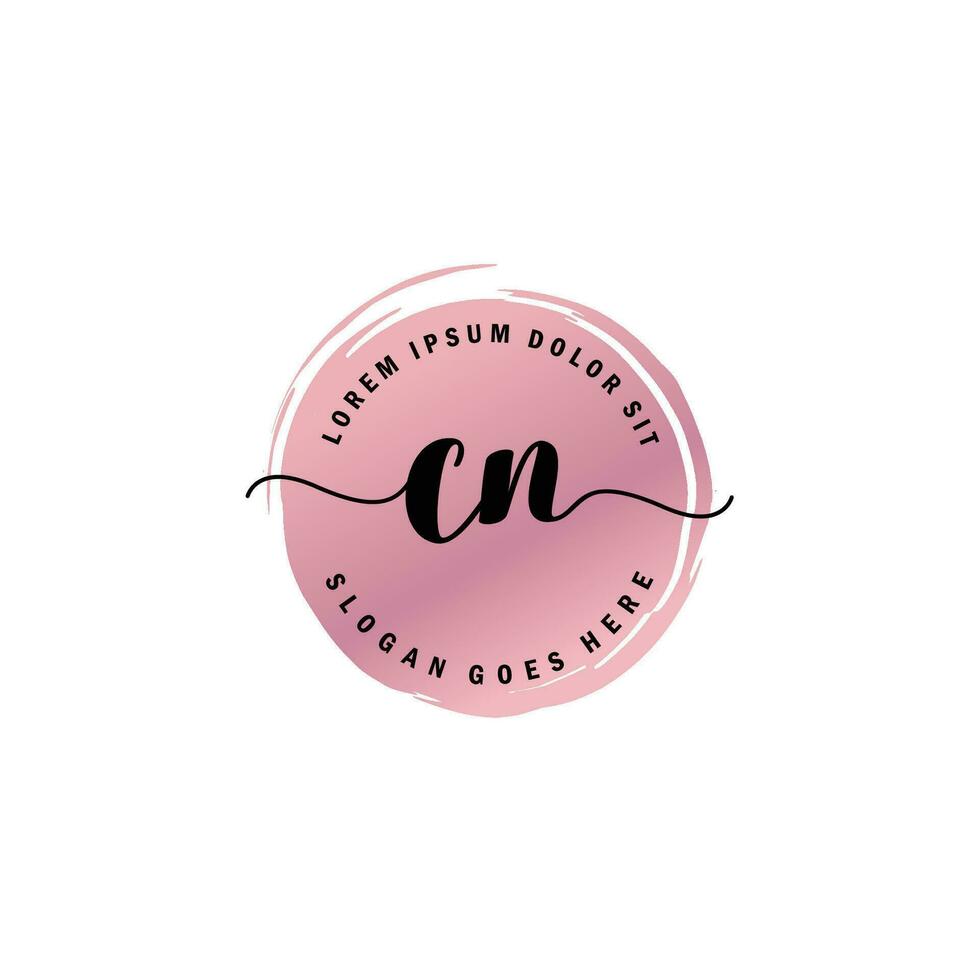 CN Initial Letter handwriting logo with circle brush template vector