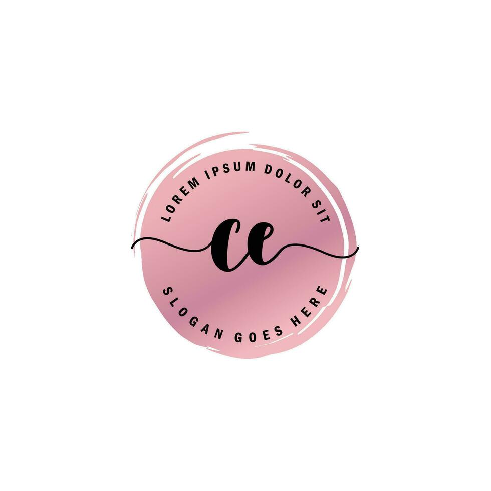 CE Initial Letter handwriting logo with circle brush template vector