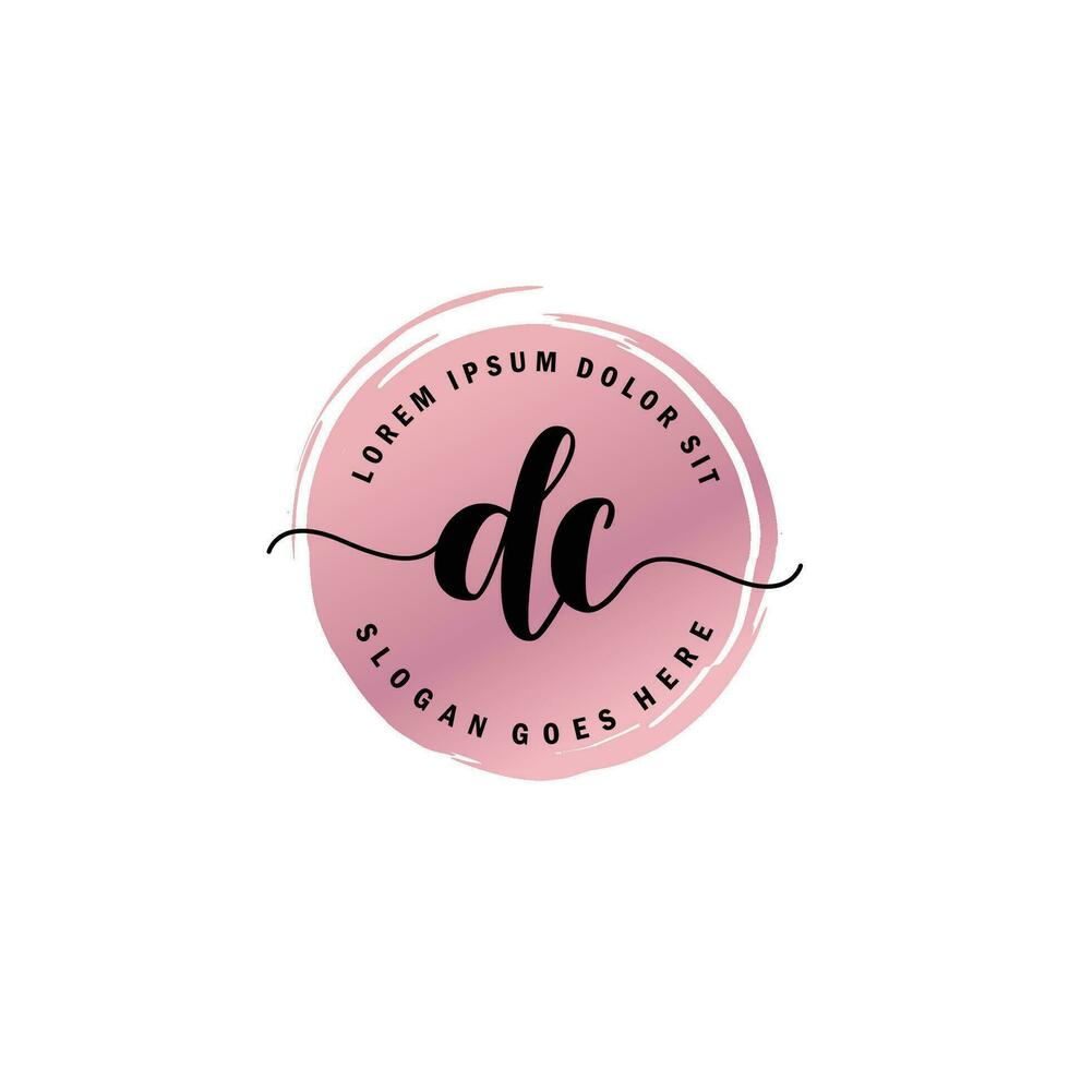 DC Initial Letter handwriting logo with circle brush template vector