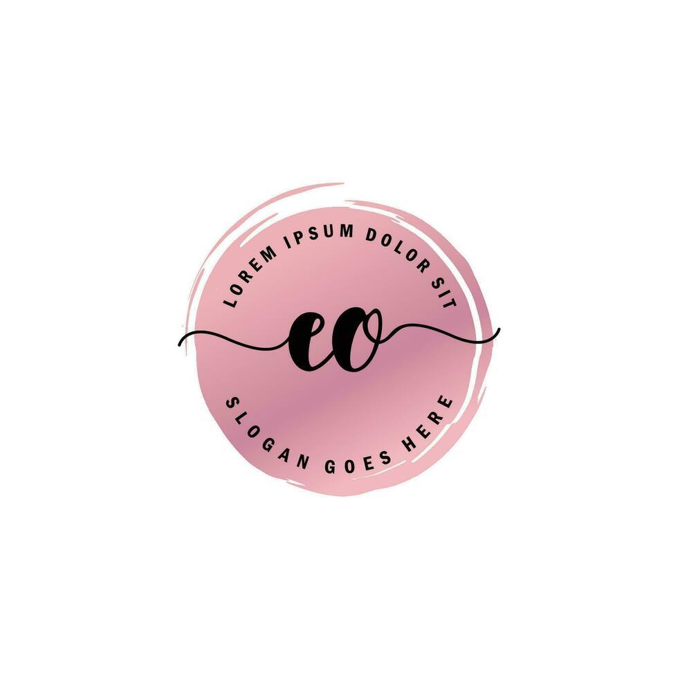 EO Initial Letter handwriting logo with circle brush template vector