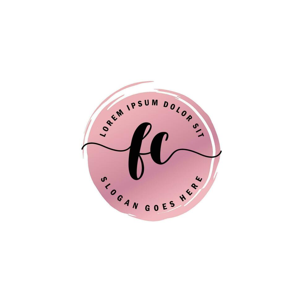 FC Initial Letter handwriting logo with circle brush template vector