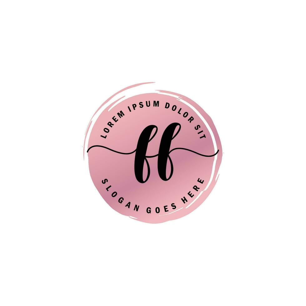 FF Initial Letter handwriting logo with circle brush template vector