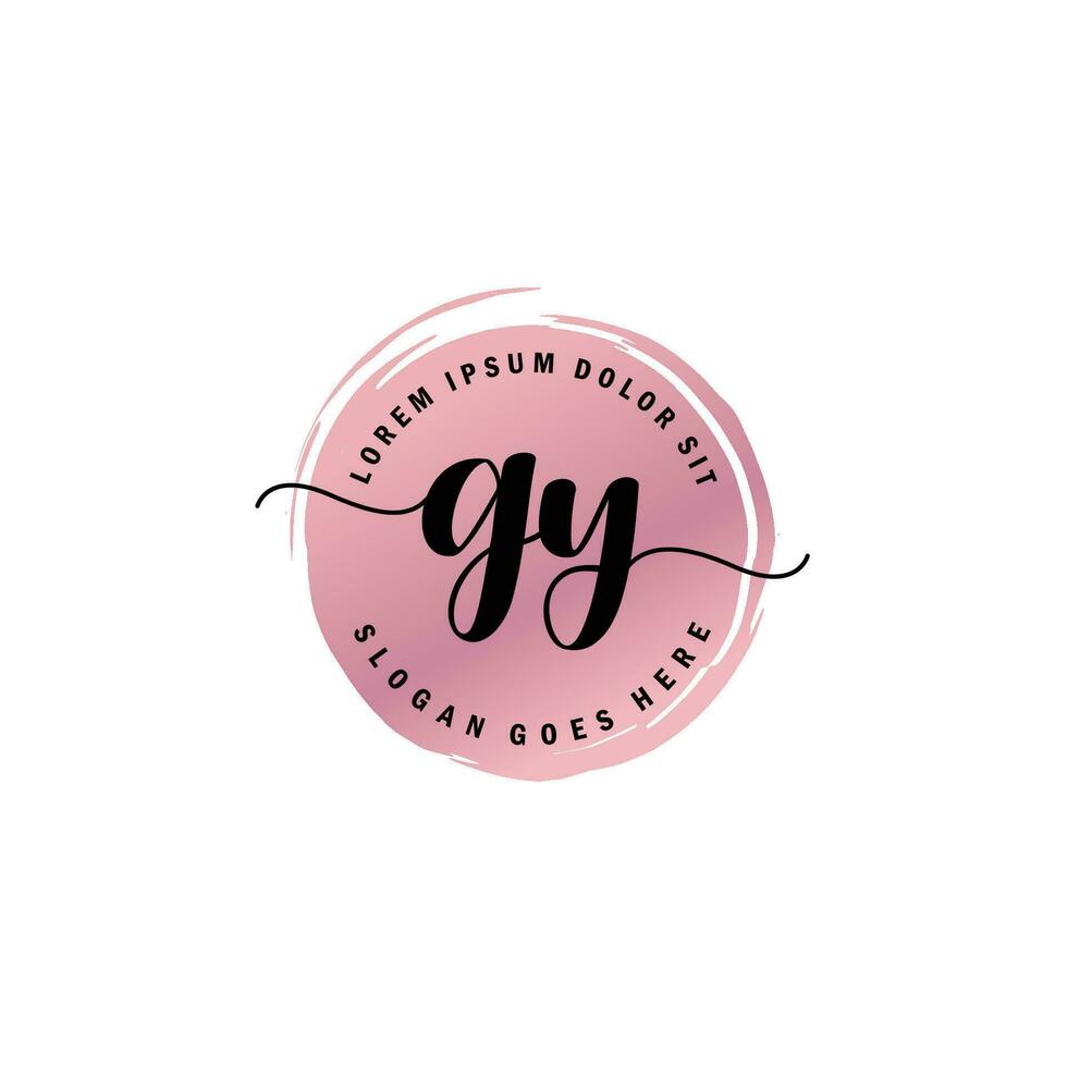 GY Initial Letter handwriting logo with circle brush template vector