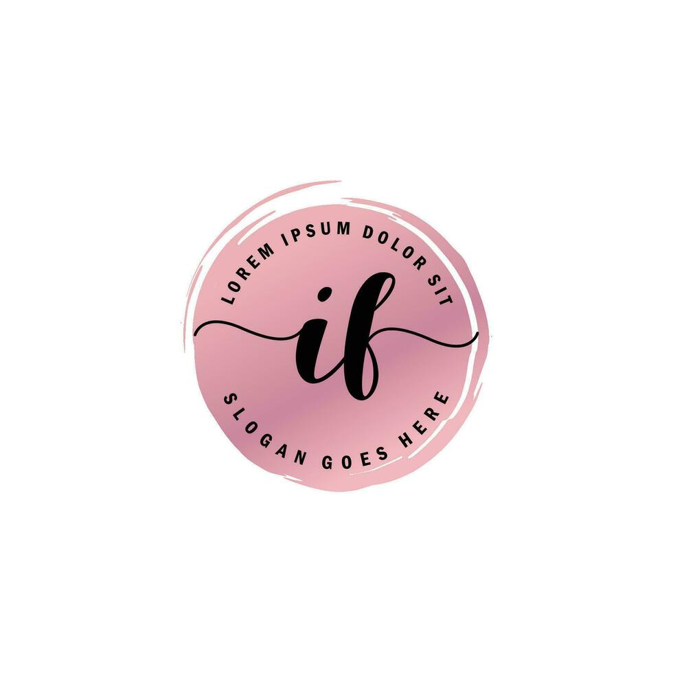 IF Initial Letter handwriting logo with circle brush template vector