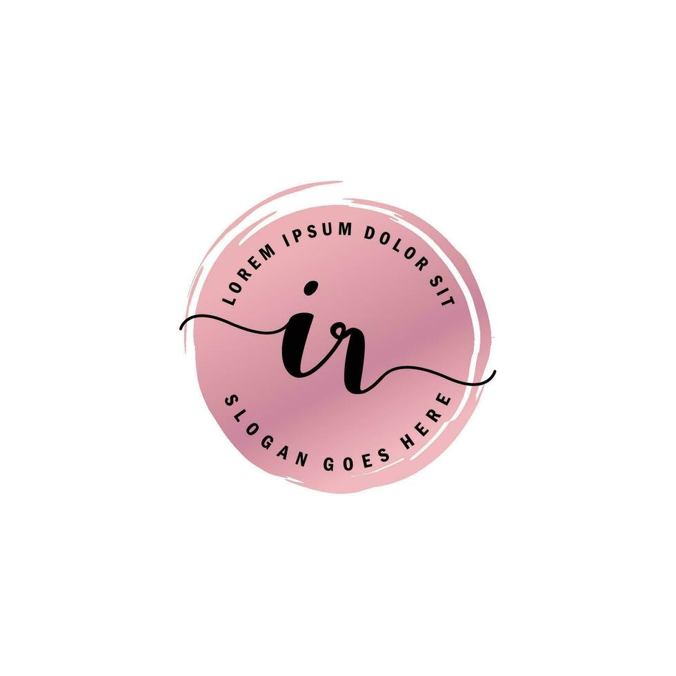 IR Initial Letter handwriting logo with circle brush template vector