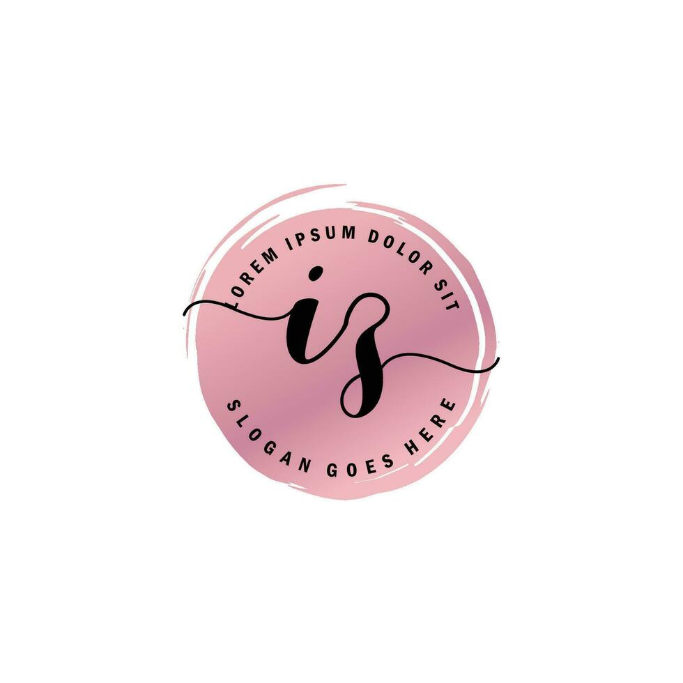 IZ Initial Letter handwriting logo with circle brush template vector