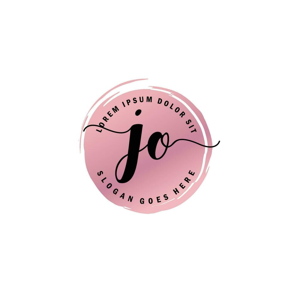 JO Initial Letter handwriting logo with circle brush template vector