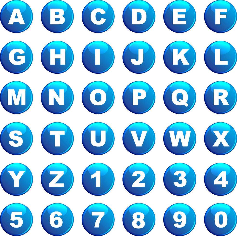 Alphabet Buttons - Blue vector