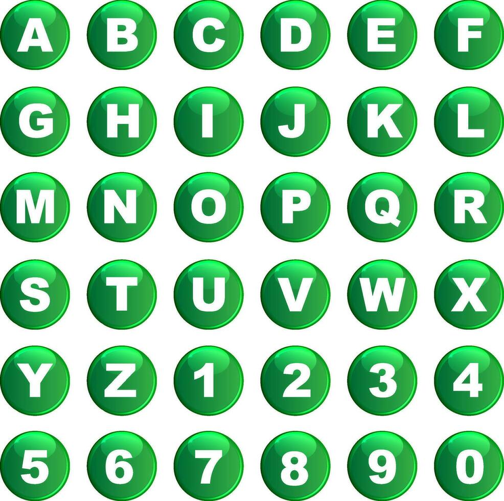 Alphabet Buttons - Green vector