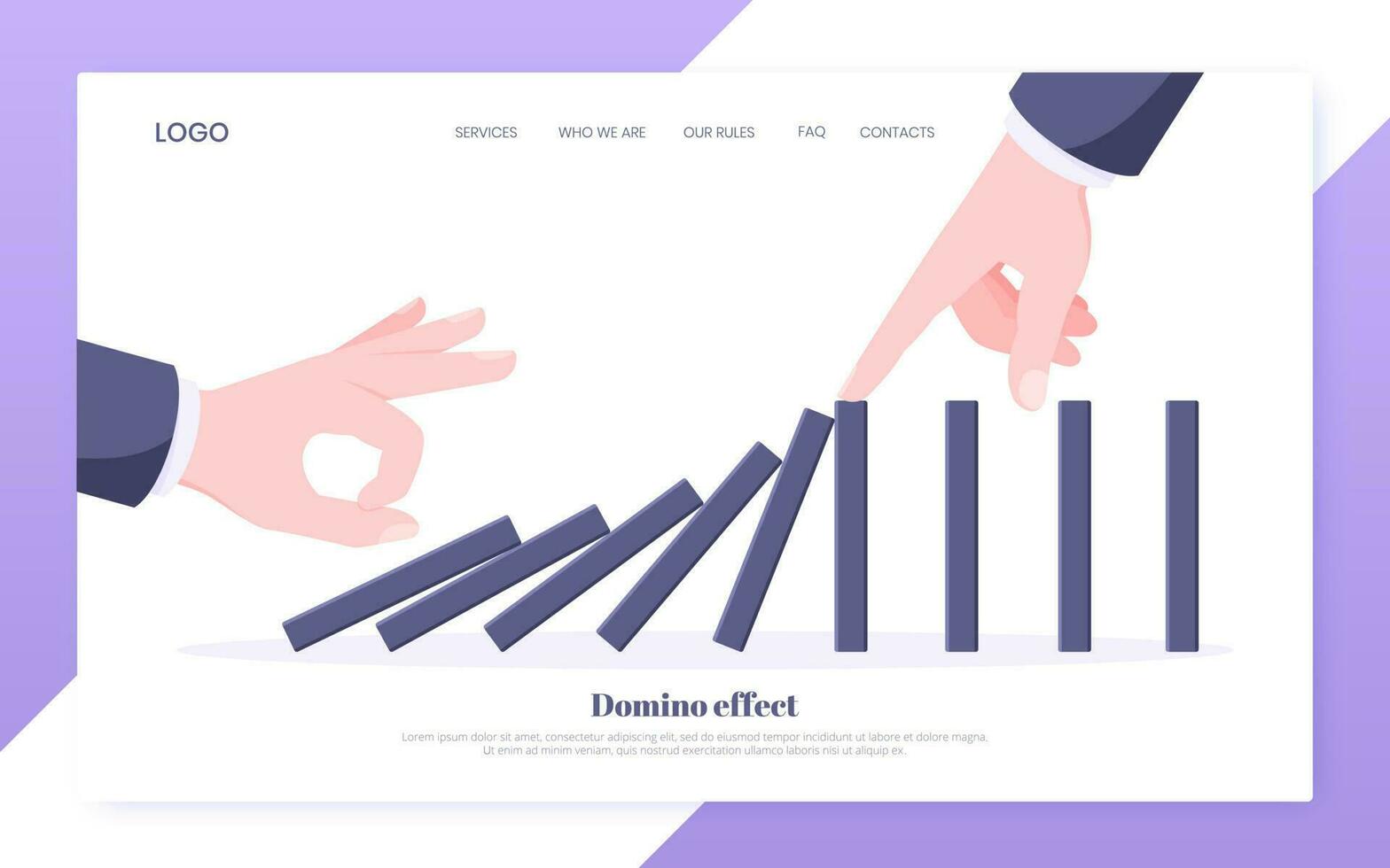 Domino effect and business resilience concept. vector