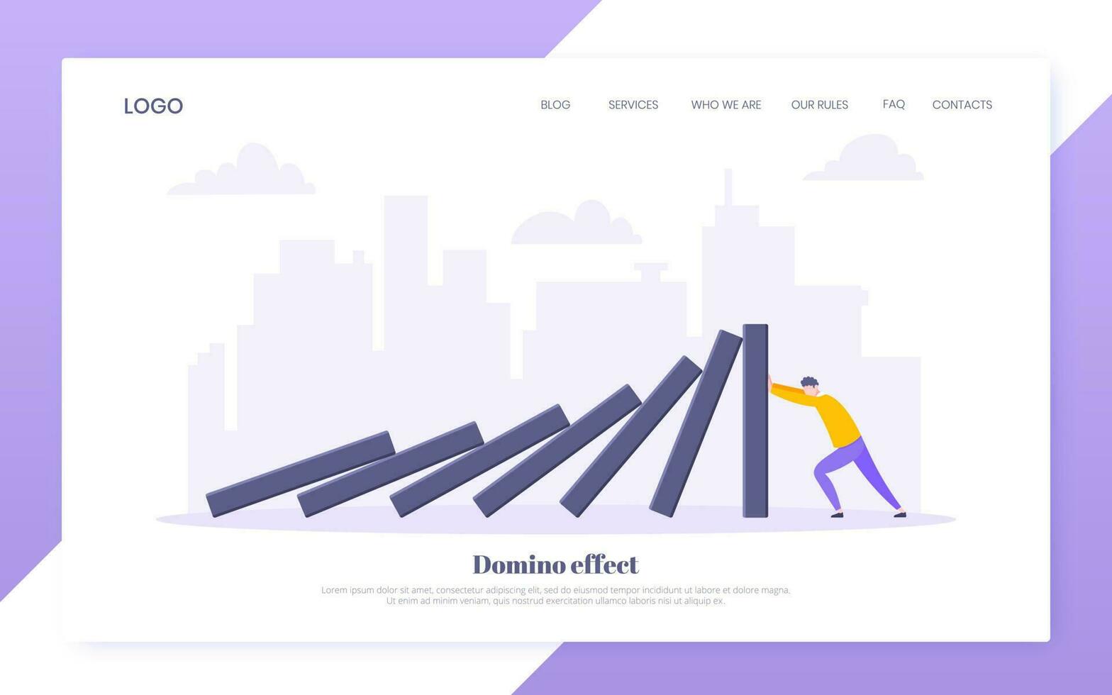 Domino effect business resilience metaphor vector illustration concept.