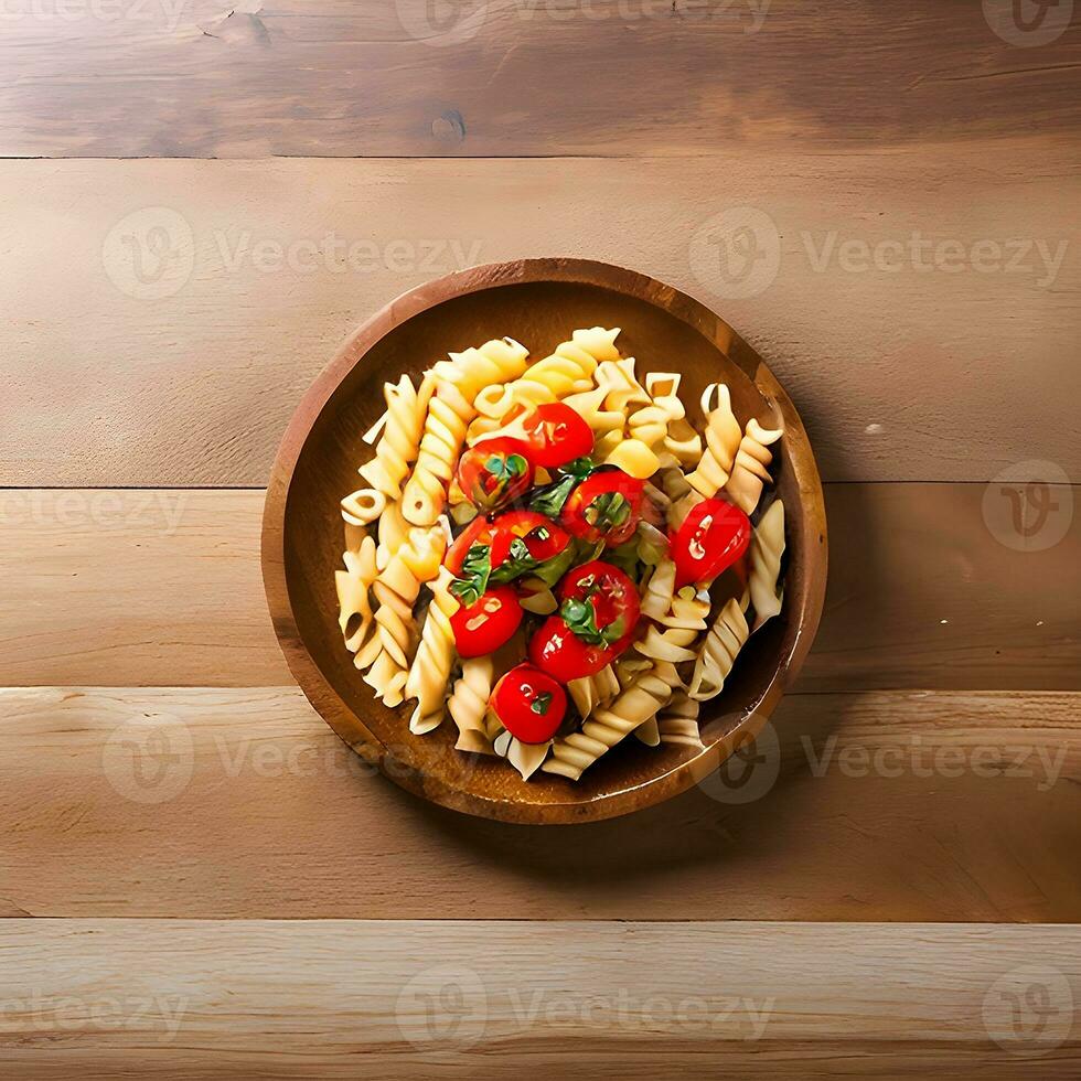 italiano pasta con tomate y ilustración.basílica ai generativo foto
