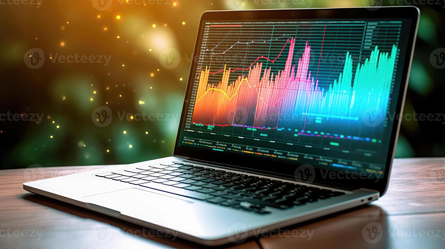 A Laptop and analytical data digital art created with technology photo