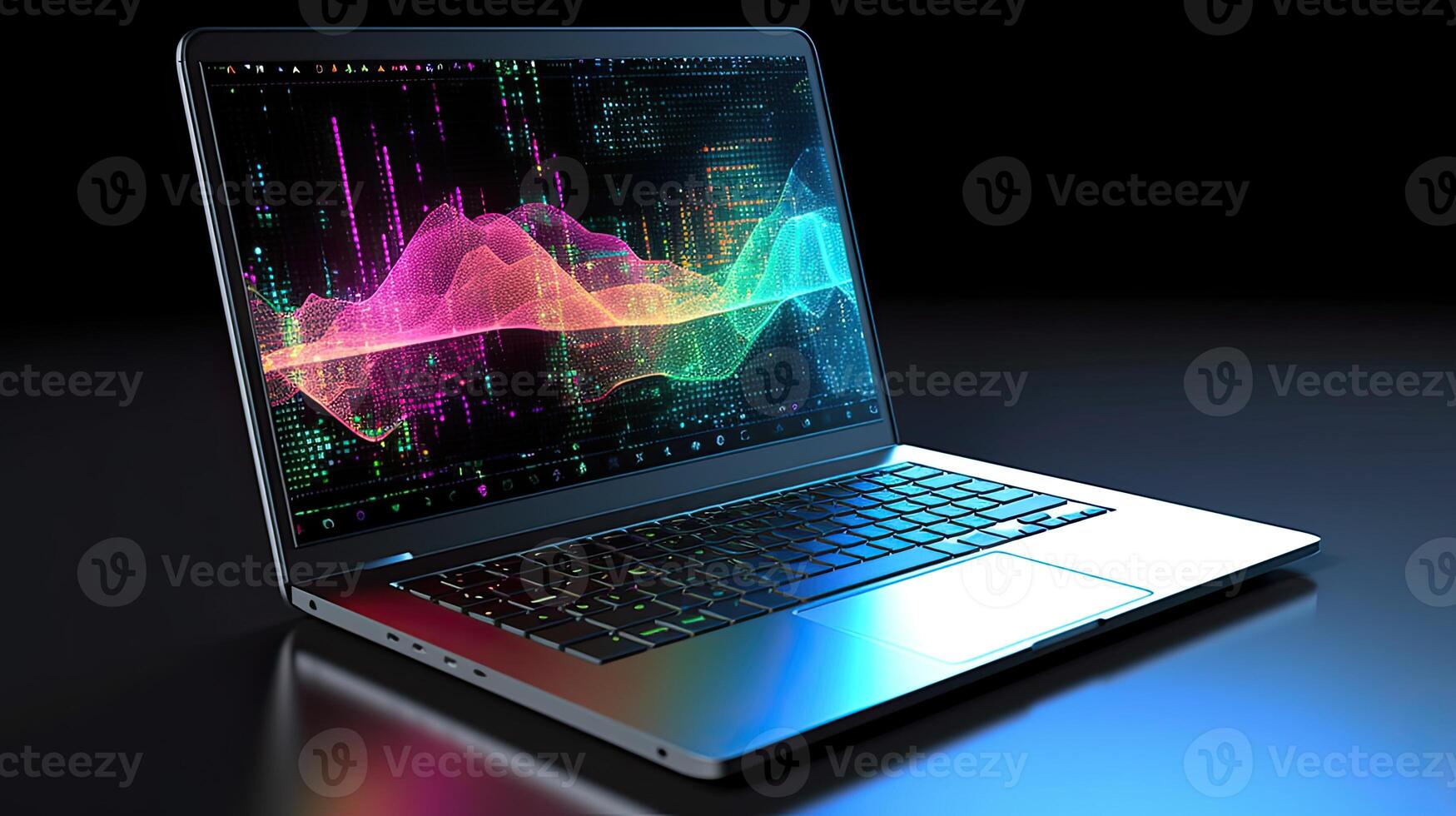 A Laptop and analytical data digital art created with technology photo