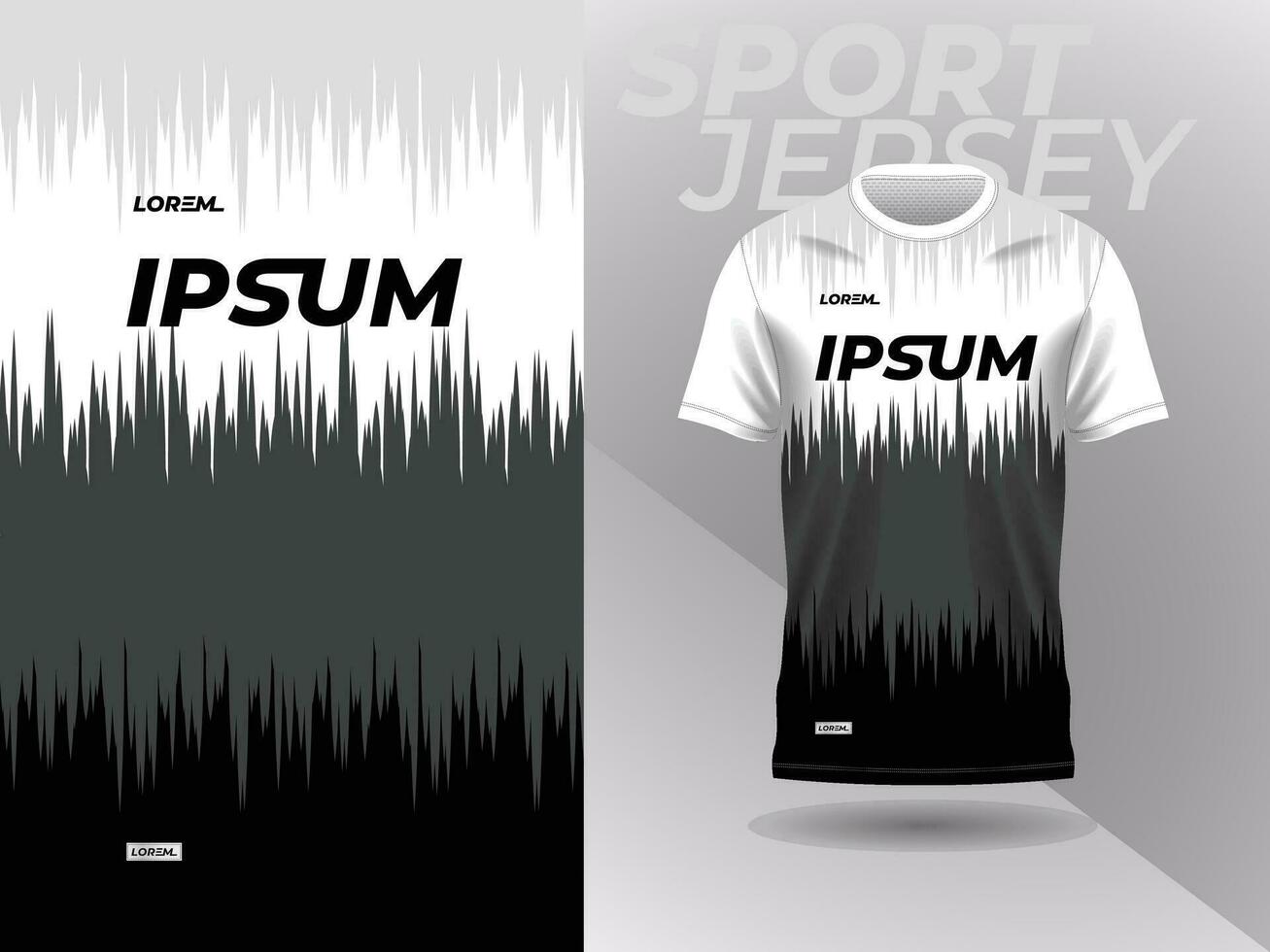 black white shirt sport jersey mockup template design for soccer, football, racing, gaming, motocross, cycling, and running vector