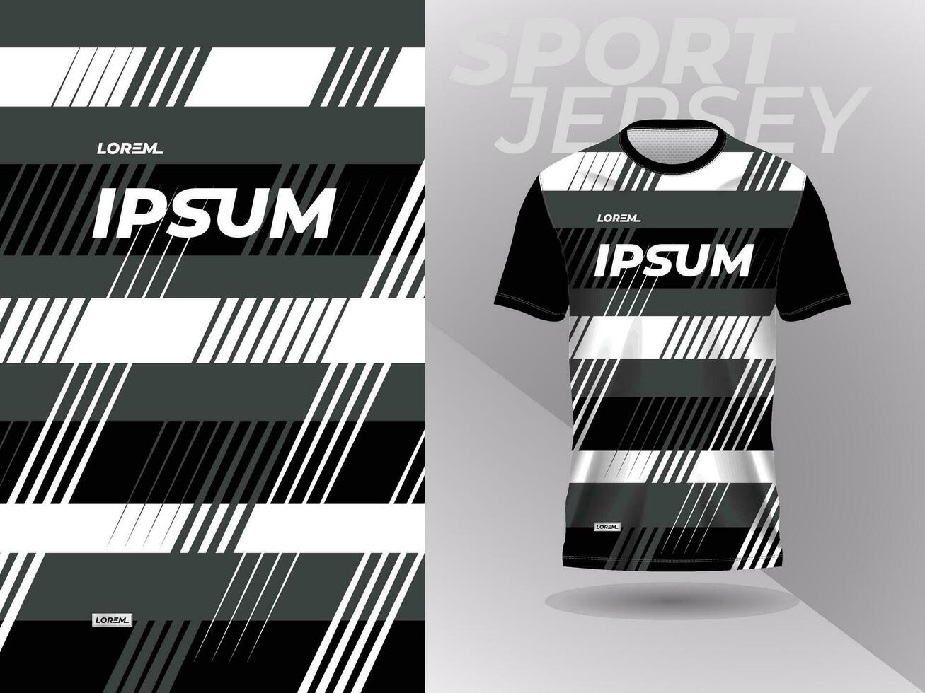 black white shirt sport jersey mockup template design for soccer, football, racing, gaming, motocross, cycling, and running vector