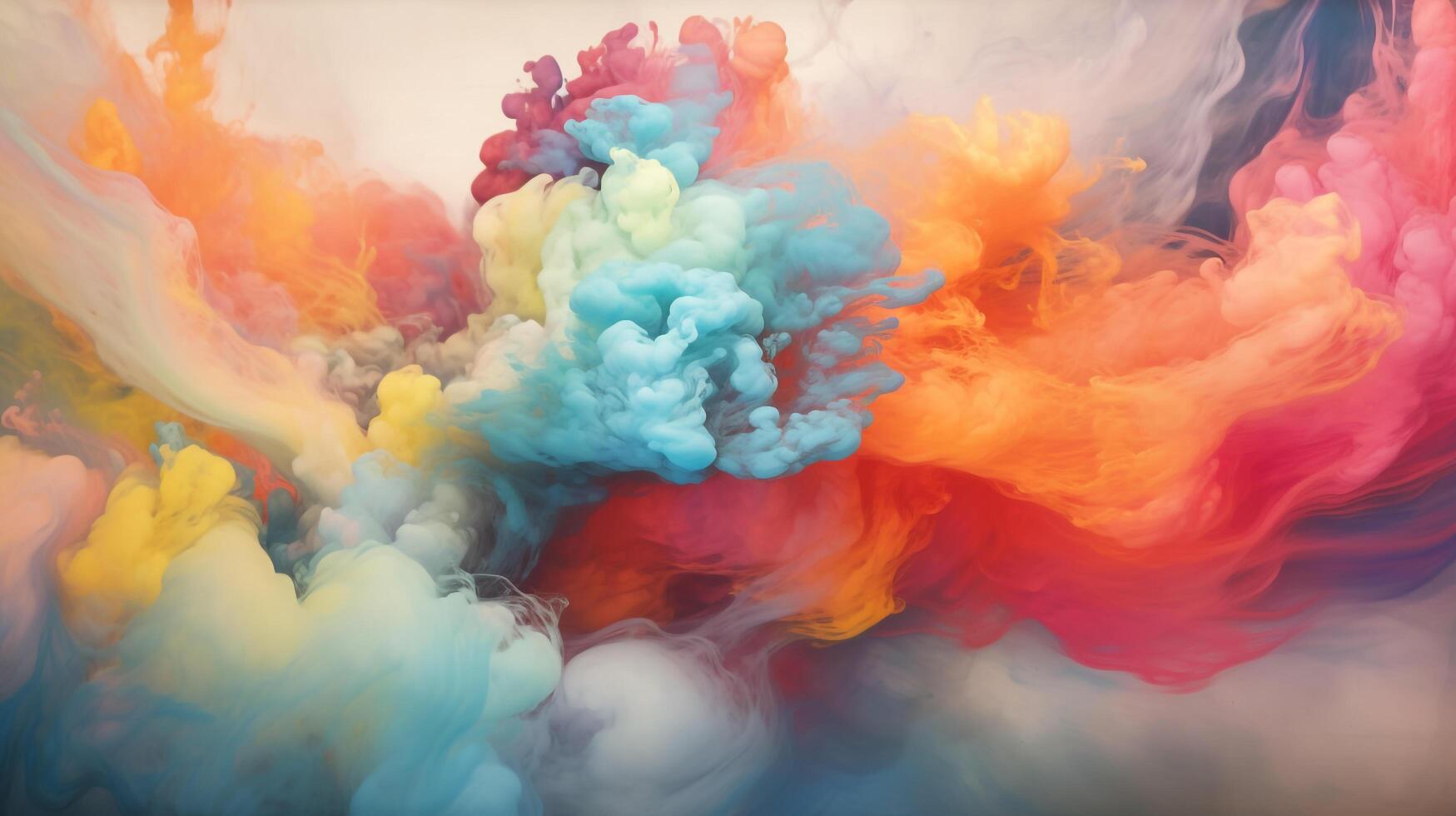 Multicolor cloud of haze where swirling hues blend and collide photo