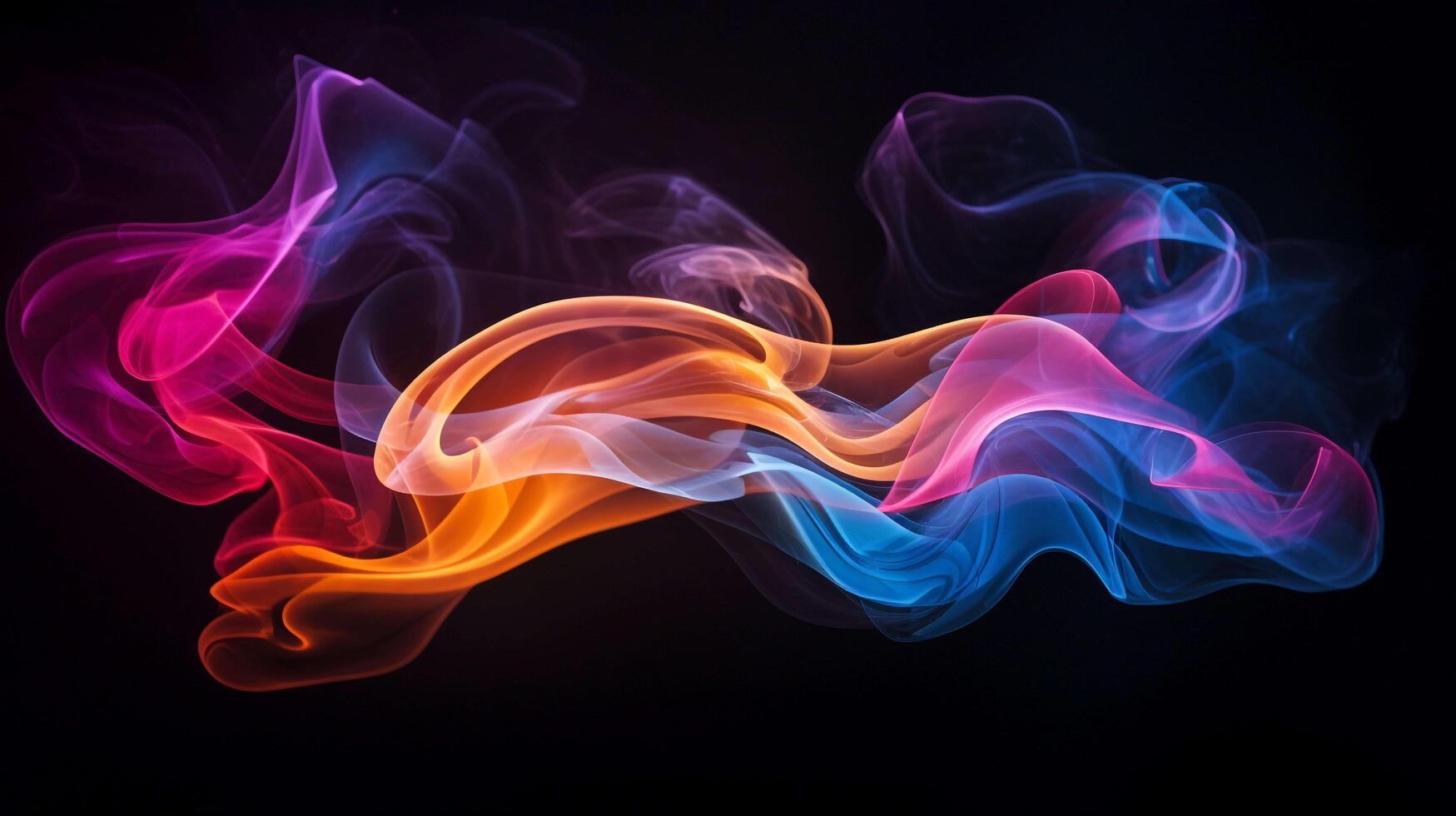 swirling colorful smoke patterns against a black background, capturing the ethereal and mesmerizing beauty of smoke art, photo