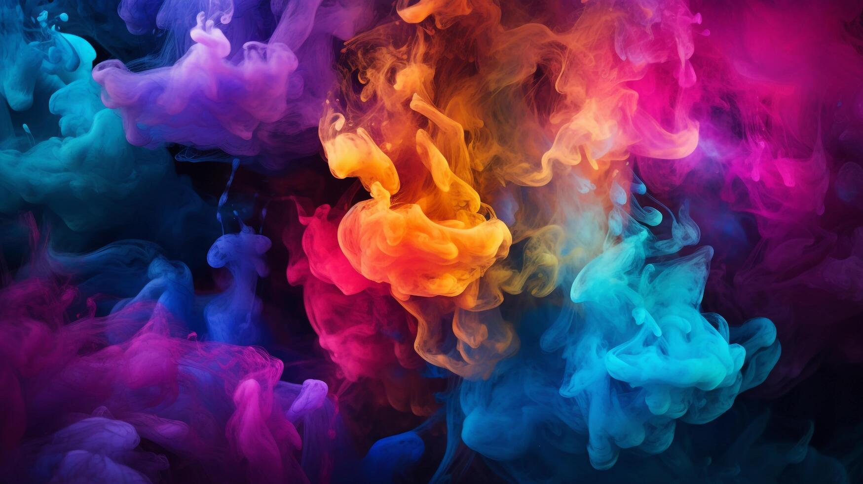 vibrant smoke colors blending and merging, creating a visually striking and abstract composition, during a starry night, photo