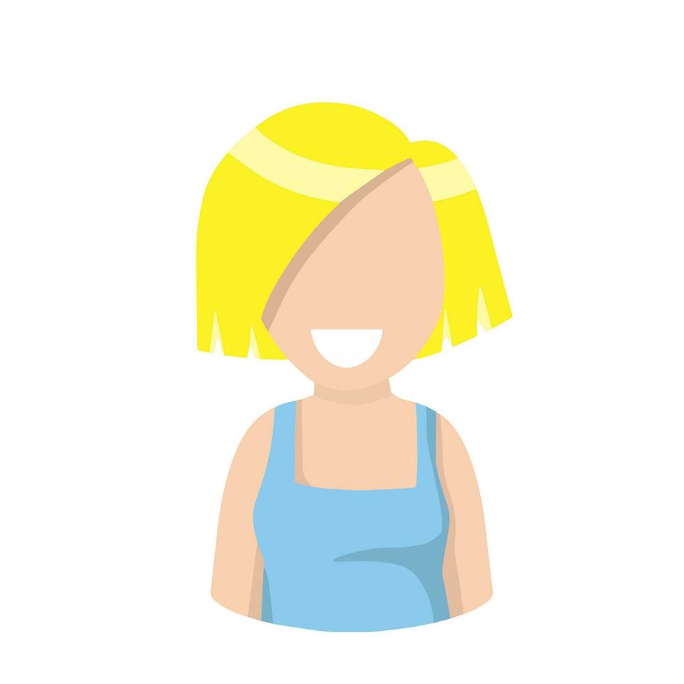 Blond haired girl. Cute young character. Young woman. Avatar of social network for teenager. Flat cartoon illustration vector