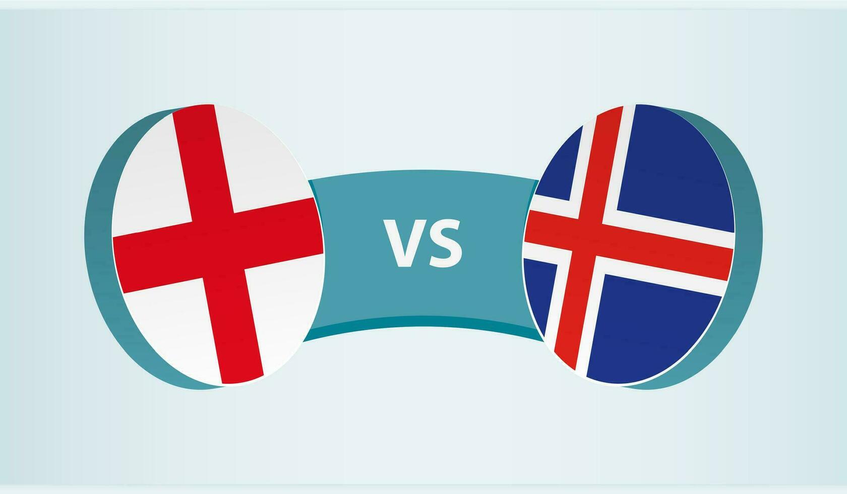 Inglaterra versus Islandia, equipo Deportes competencia concepto. vector