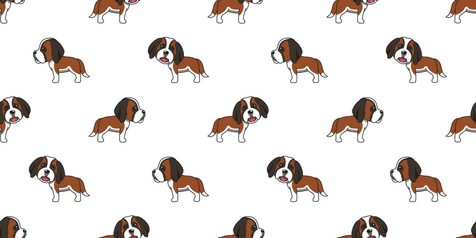 Vector cartoon cute saint bernard dog seamless pattern background