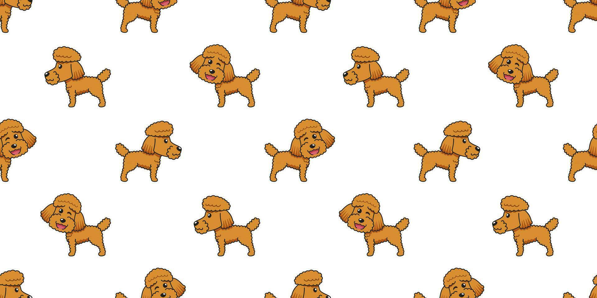 Vector cartoon cute poodle dog seamless pattern background