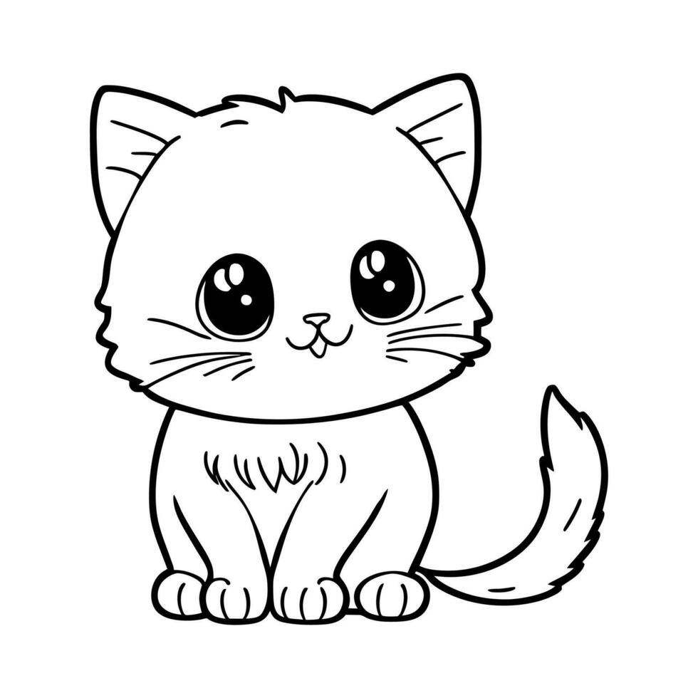 Cute cat. Linear vector illustration for coloring