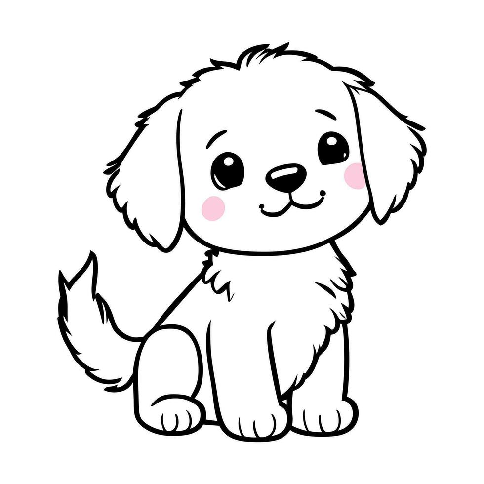 Cute dog. Vector illustration in a linear style, for coloring