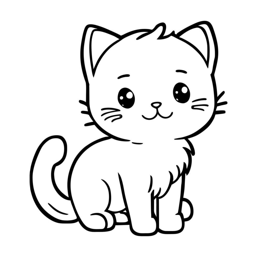 Cute kitten. Linear vector illustration for coloring