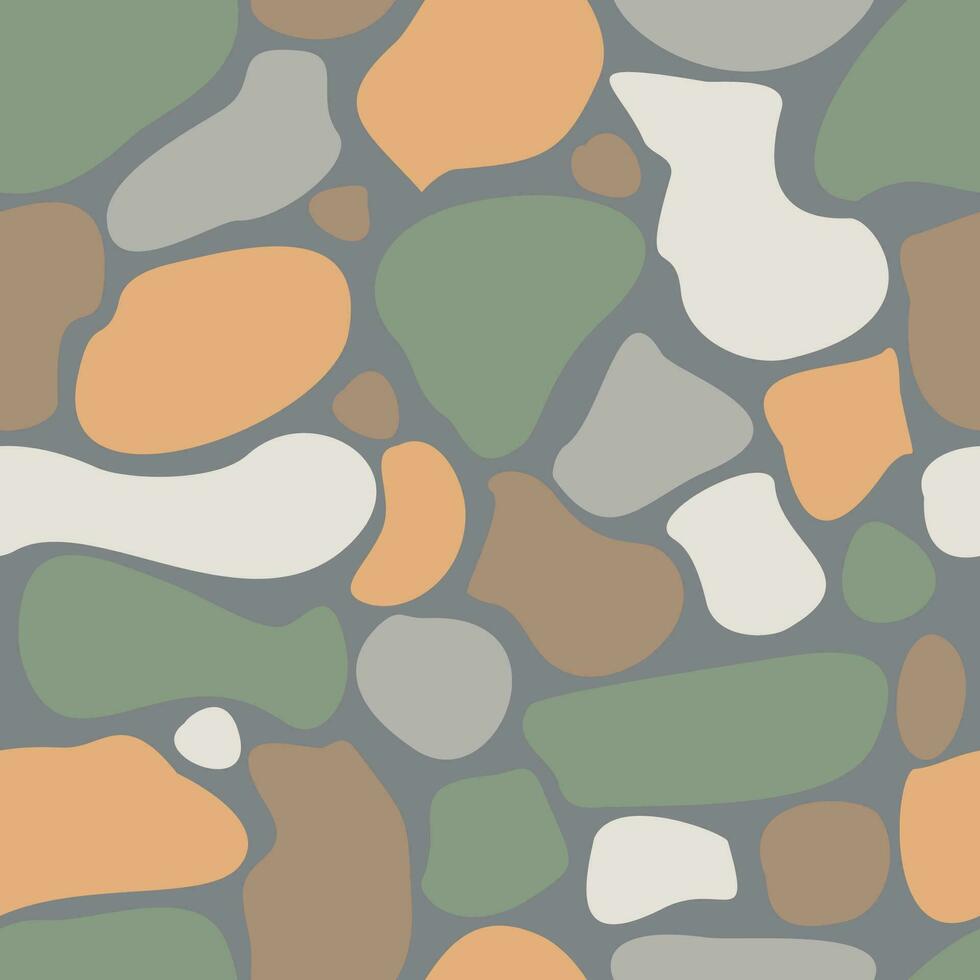 Abstract Autumn seamless pattern with spots or stones. Warm colors endless background. Vector doodle decorative backdrop. Wallpaper, Banner, Poster, Wrapping paper template, Textile, decoration.