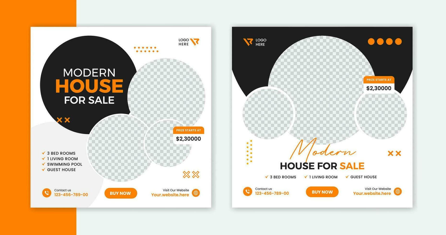 Real Estate Social Media Post Layout template design vector