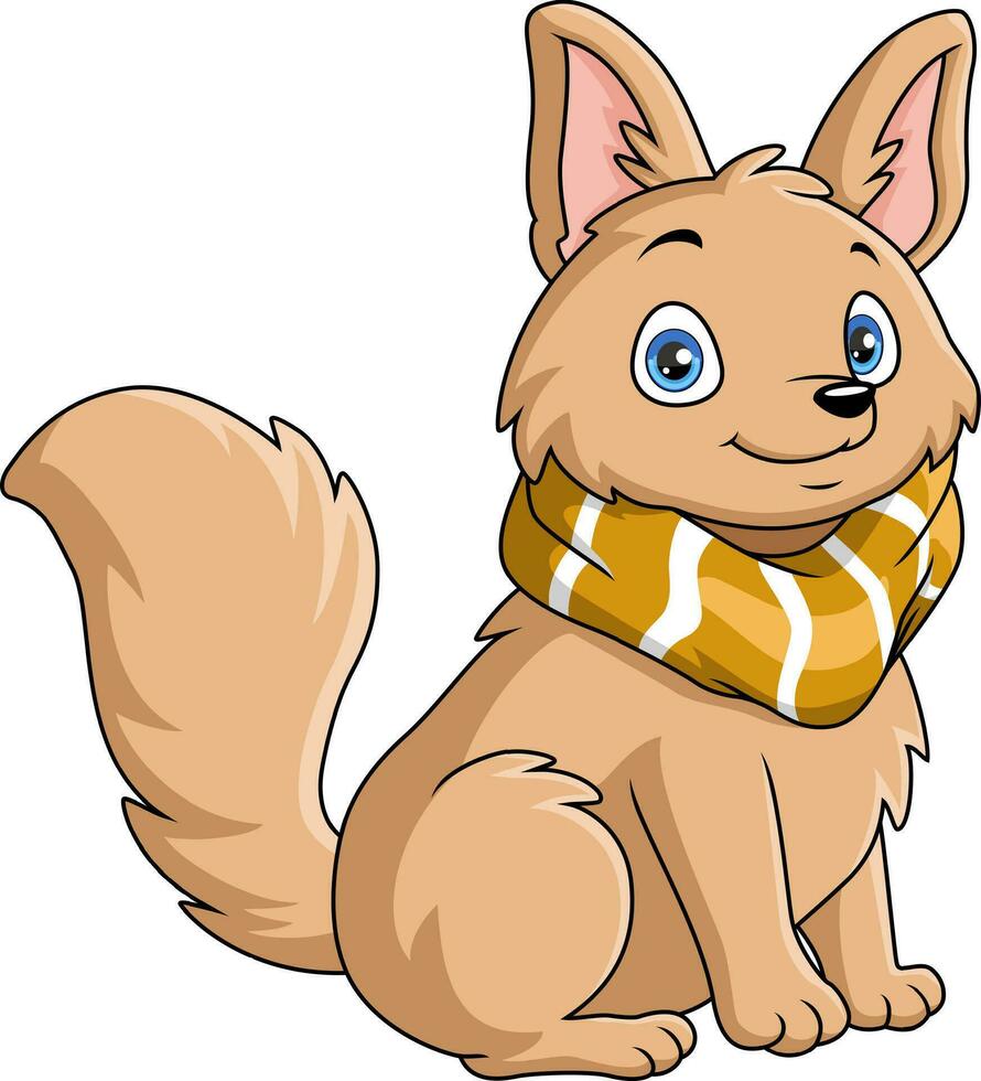 Cute fox cartoon wearing scarf vector