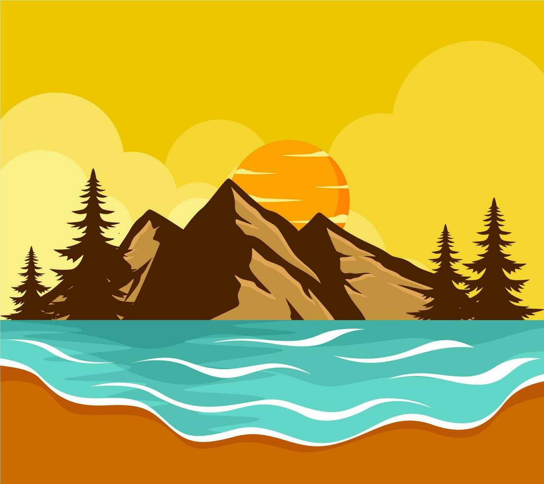 free vector summer mountain background